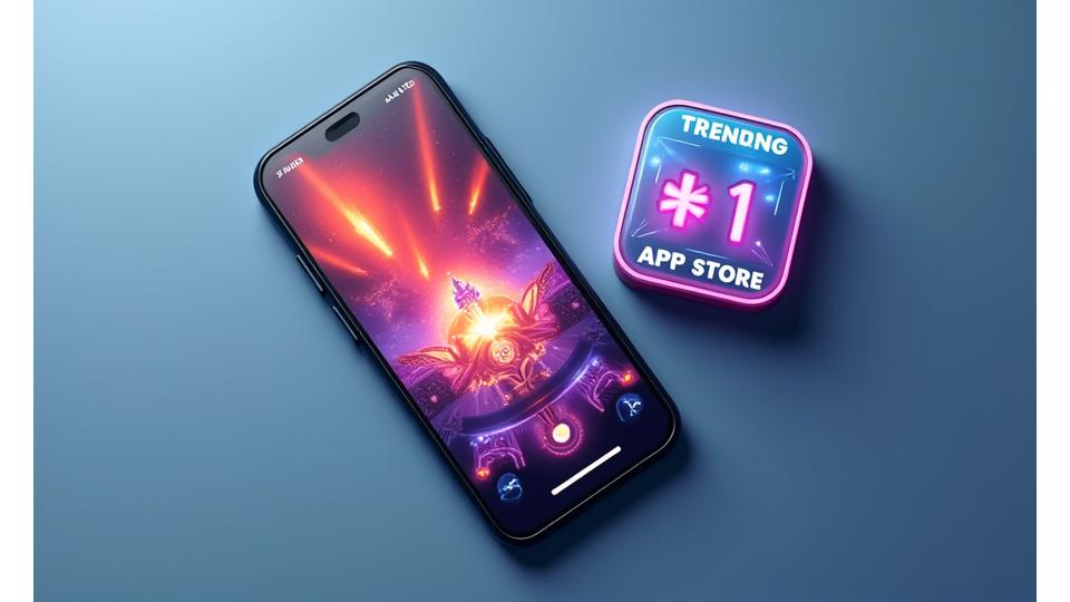 Bir telefon ekranında 'Trendler #1' yazan bir mobil oyun simgesi.